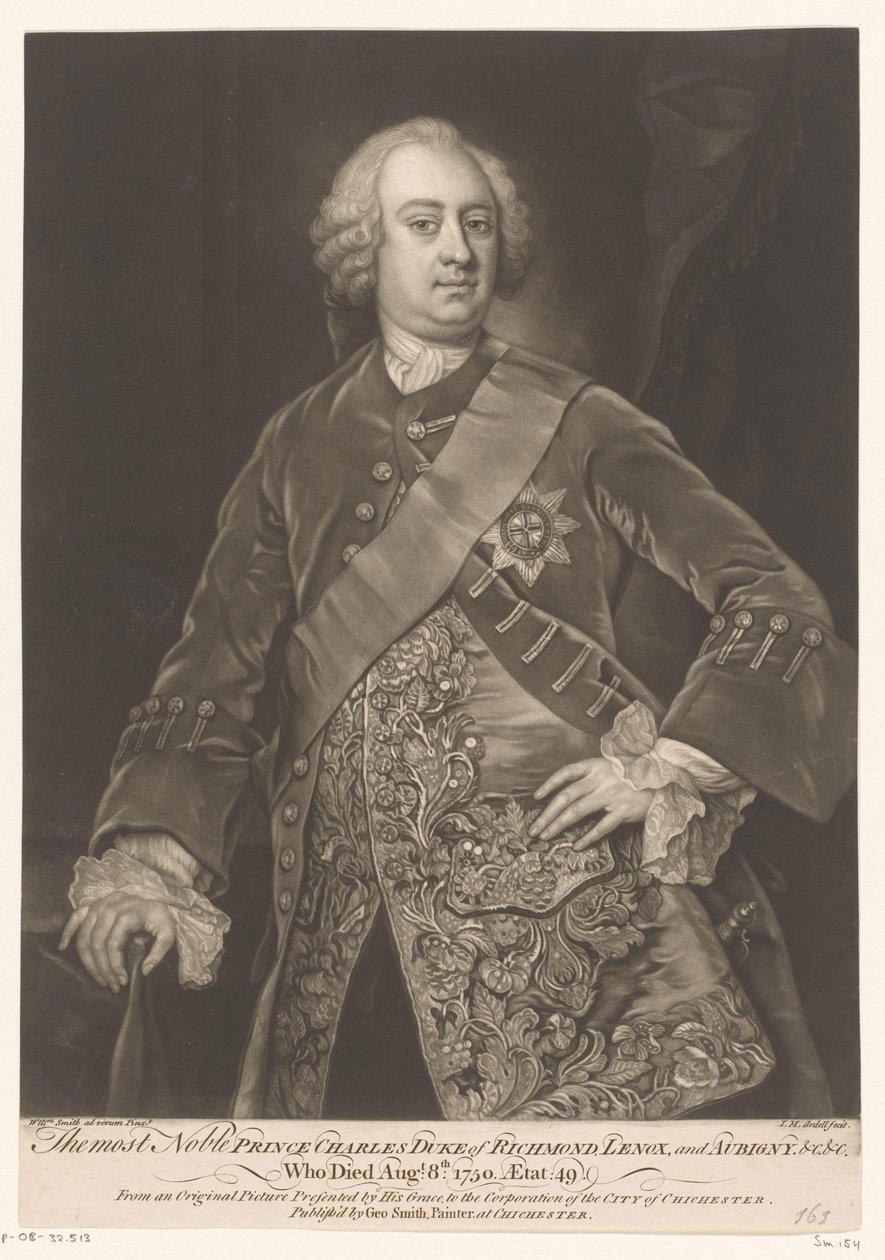 Charles Lennox portréja A legnemesebb Károly herceg, Richmond hercege (...) (cím a tárgyon) alkotó: James McArdell