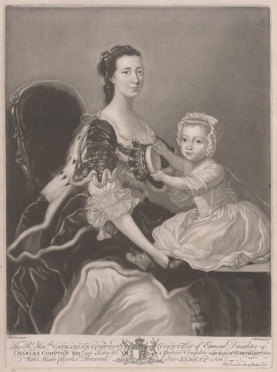 Az igaz, tiszteletreméltó Catherine Compton..., Egmont grófnője... Charles Perceval mesterrel, legidősebb fiával alkotó: James McArdell