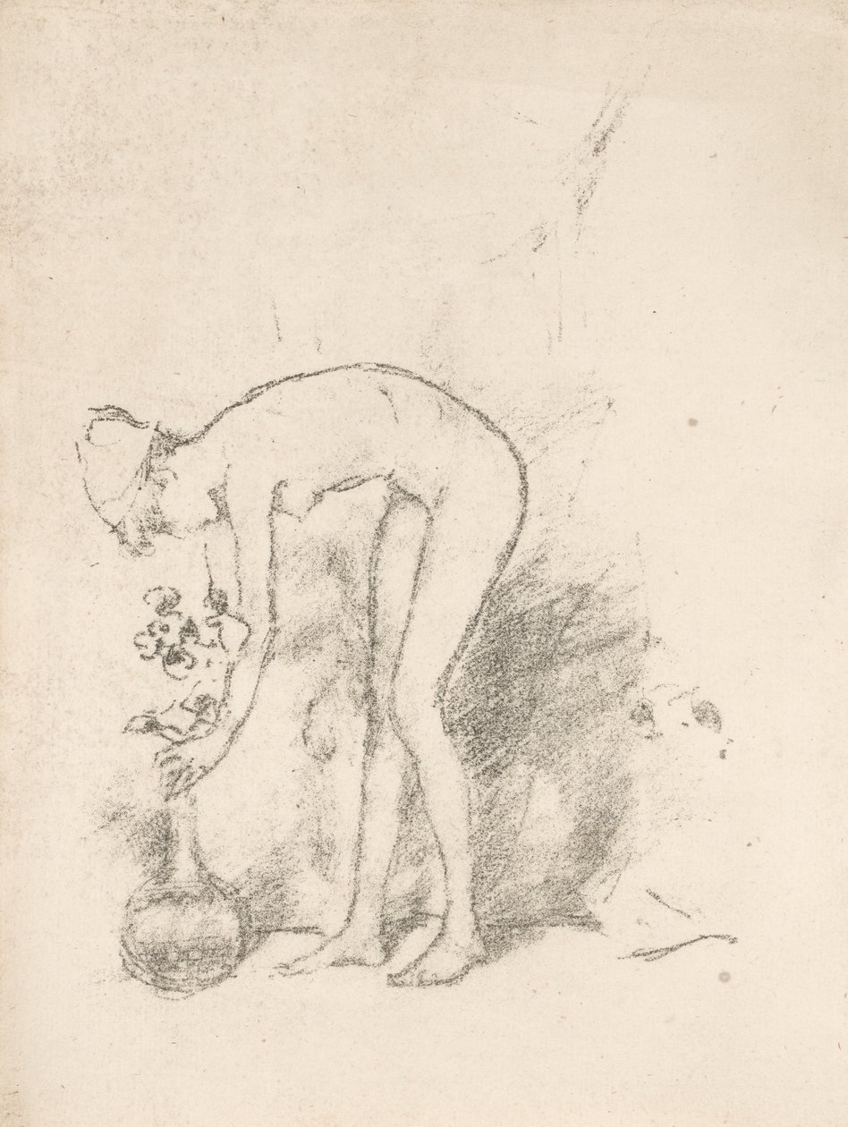 Egy meztelen modell virágokat rendez alkotó: James Abbott McNeill Whistler