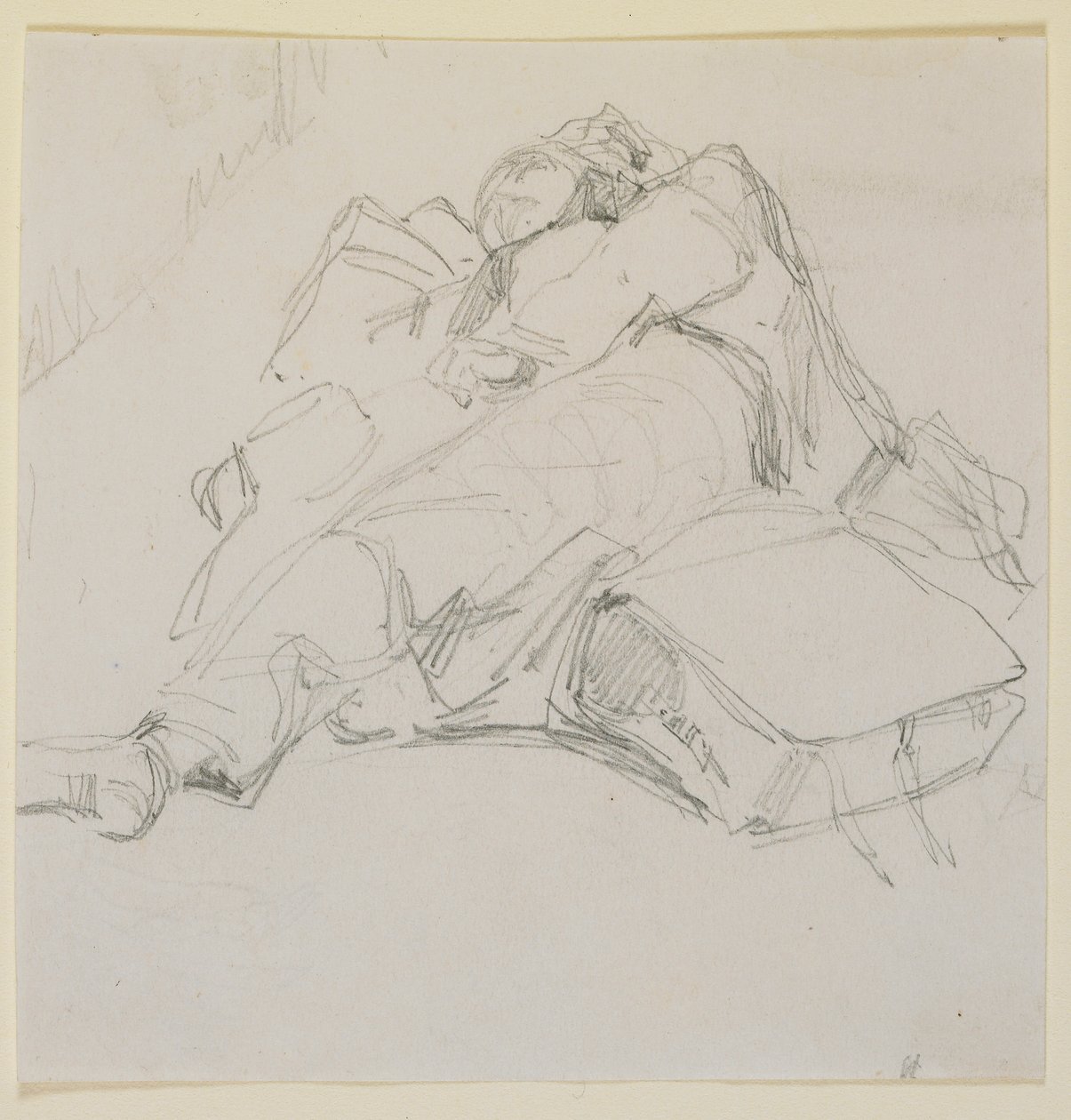 Egy férfi alszik egy halom poggyászon alkotó: James Abbott McNeill Whistler