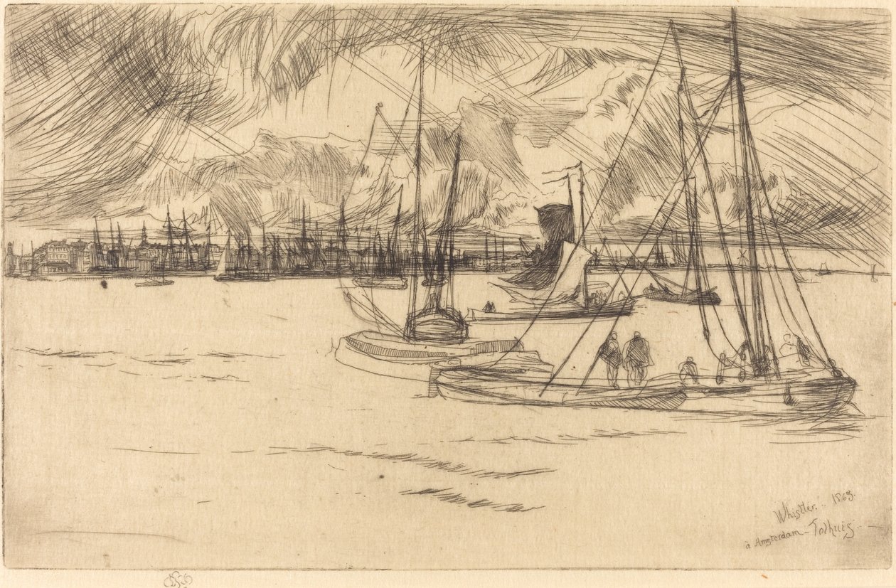Amszterdam a Tolhuistól alkotó: James Abbott McNeill Whistler
