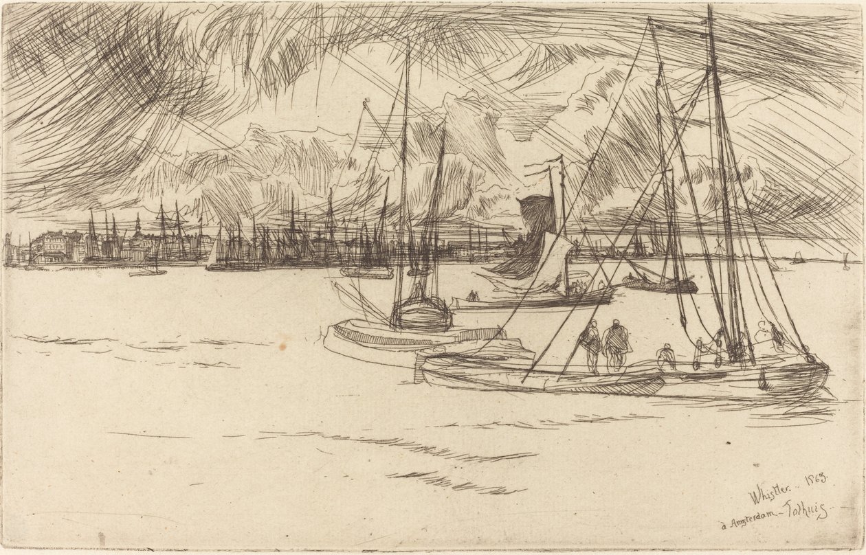 Amszterdam a Tolhuistól alkotó: James Abbott McNeill Whistler