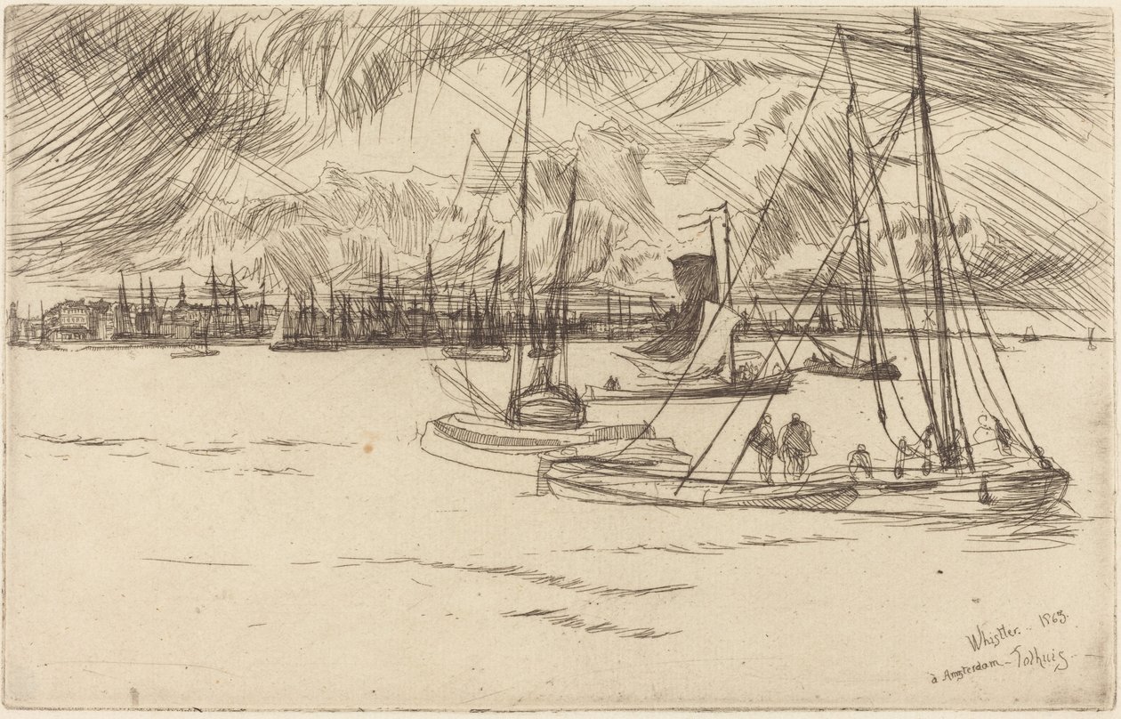 Amszterdam a Tolhuistól alkotó: James McNeill Whistler
