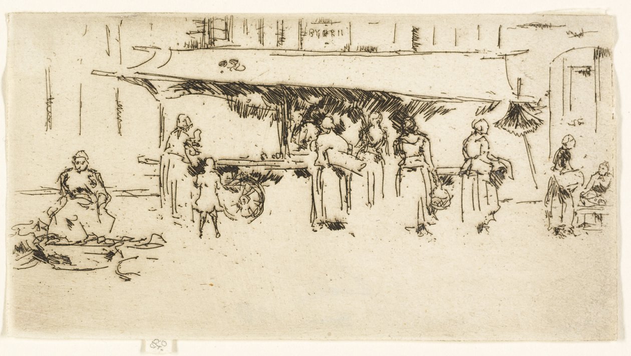 Booth, Market Place, Loches alkotó: James Abbott McNeill Whistler