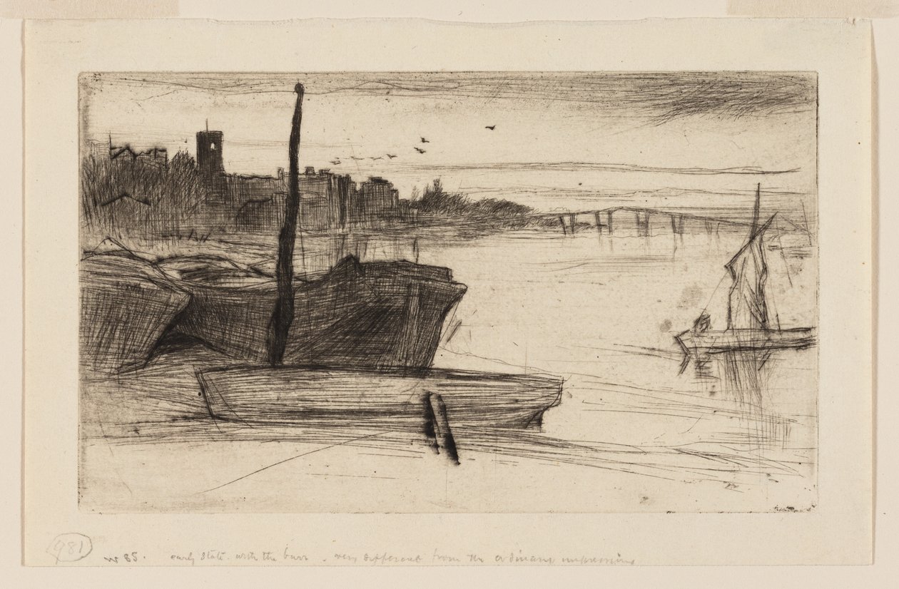 Chelsea híd és templom alkotó: James Abbott McNeill Whistler