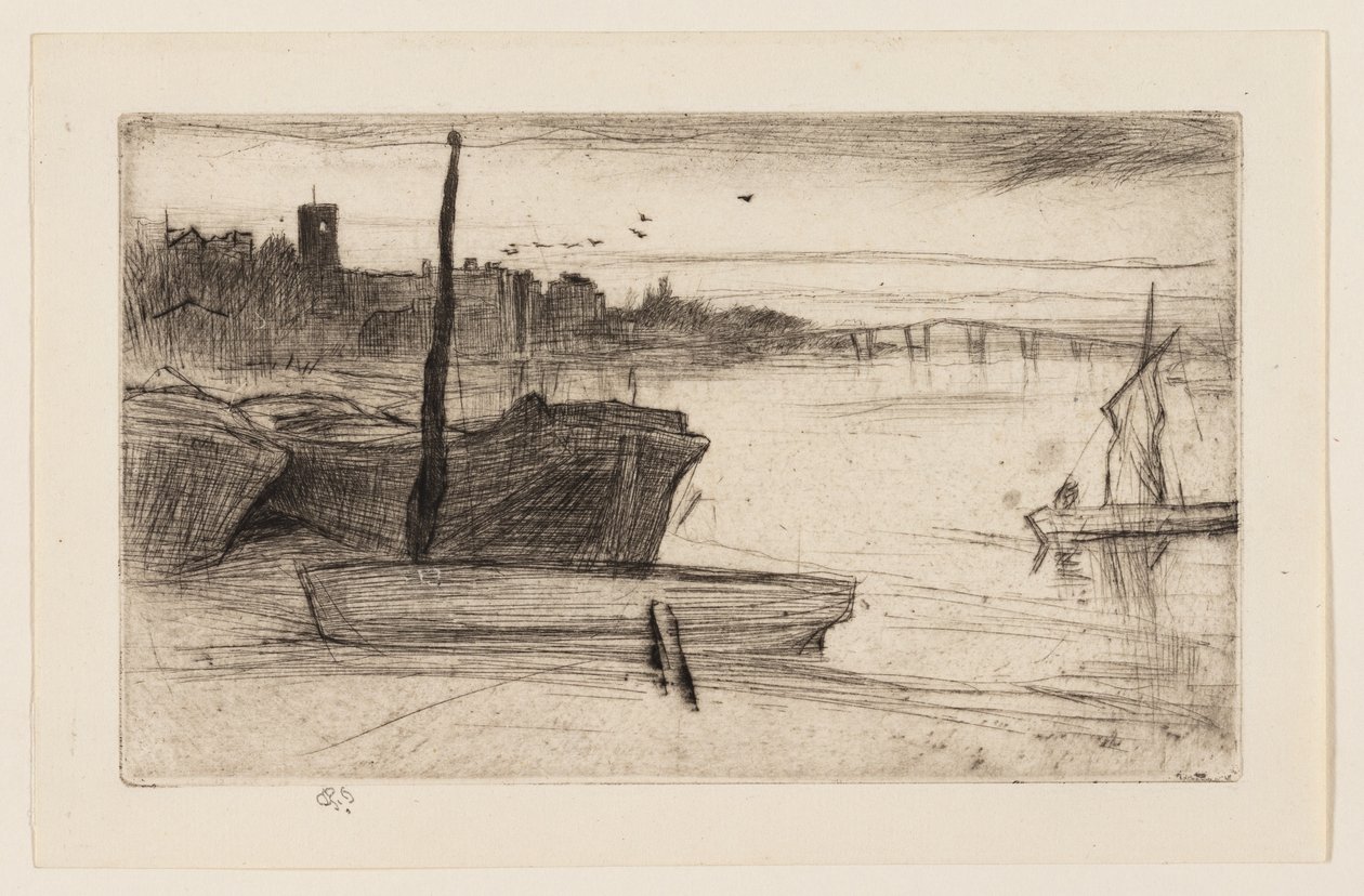 Chelsea híd és templom alkotó: James Abbott McNeill Whistler