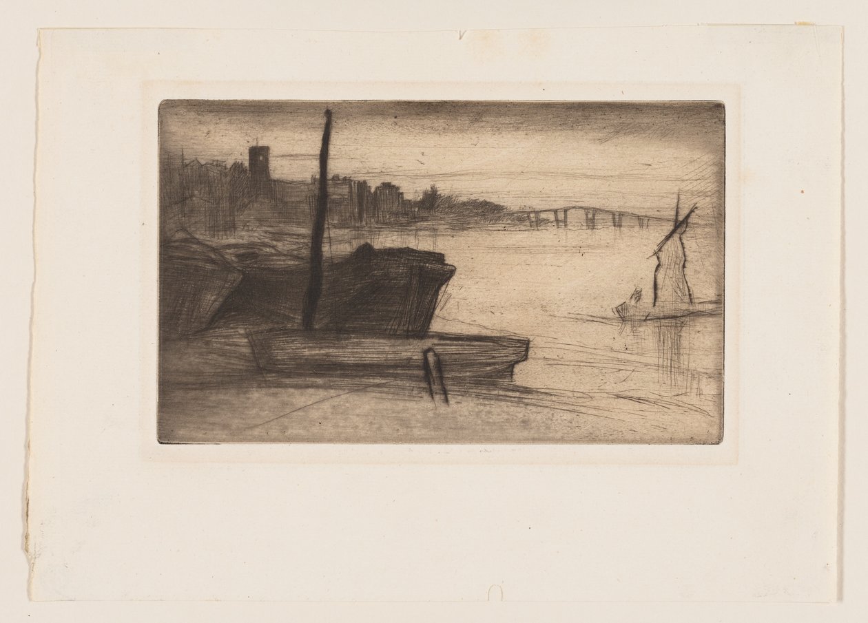 Chelsea híd és templom alkotó: James Abbott McNeill Whistler