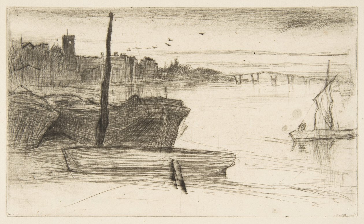 Chelsea híd és templom alkotó: James McNeill Whistler