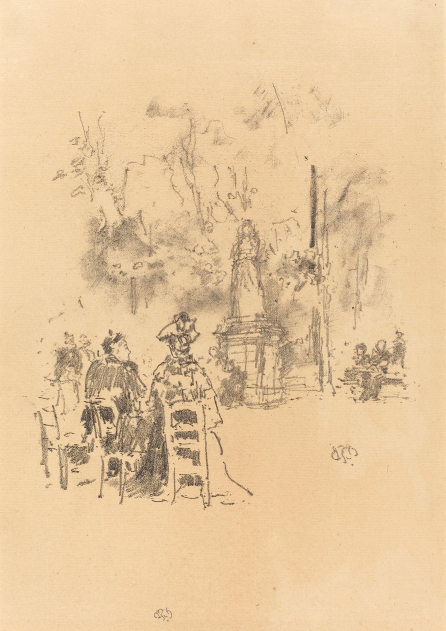 Beszélgetés a szobor alatt, Luxembourg Gardens alkotó: James Abbott McNeill Whistler