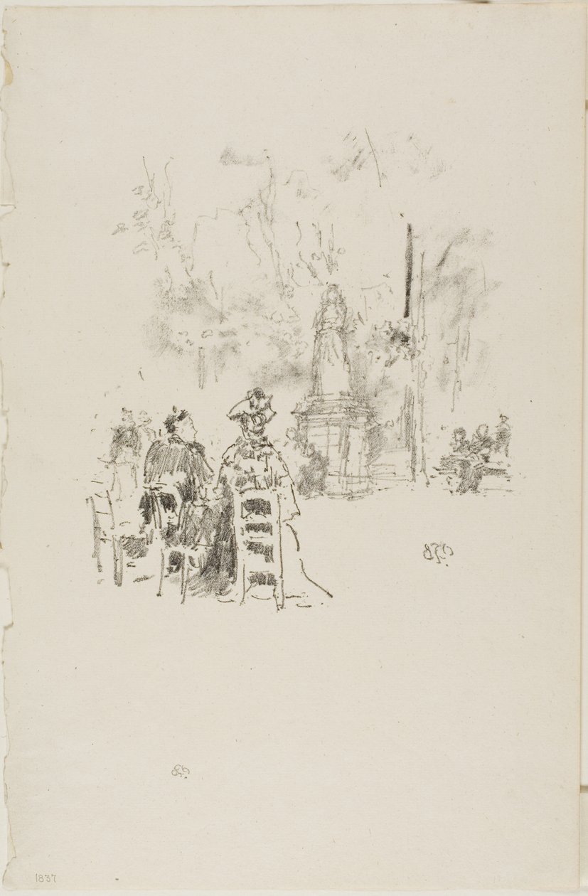 Beszélgetés a szobor alatt, Luxembourg Gardens alkotó: James Abbott McNeill Whistler