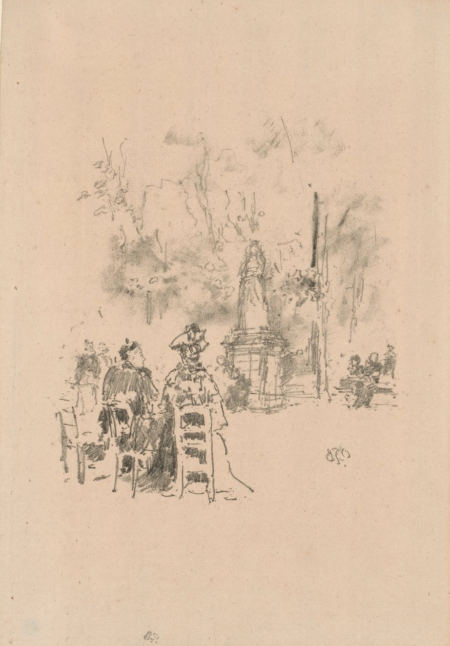 Beszélgetés a szobor alatt, Luxembourg Gardens alkotó: James Abbott McNeill Whistler