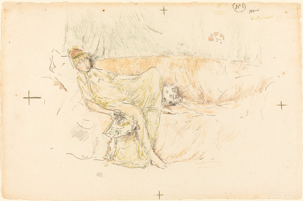 Drapált figura, fekvő alkotó: James Abbott McNeill Whistler