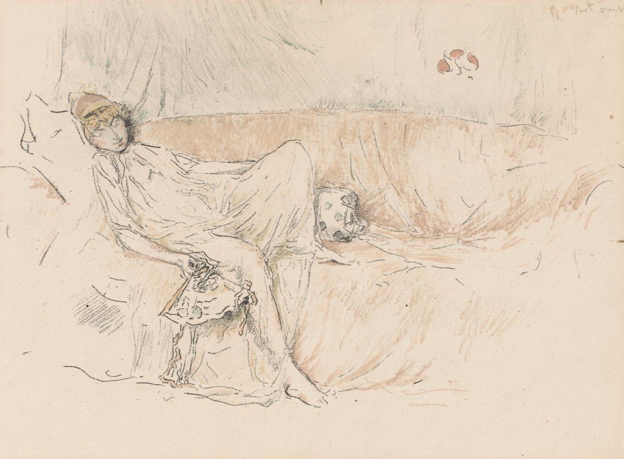 Drapált figura, fekvő alkotó: James Abbott McNeill Whistler