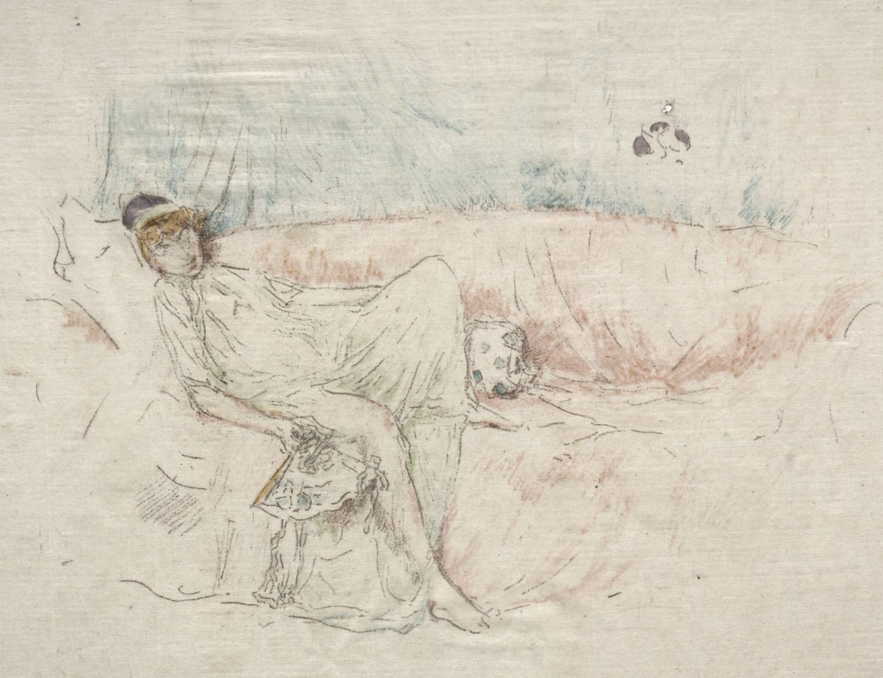 Fekvő, lepelbe burkolt alak alkotó: James McNeill Whistler