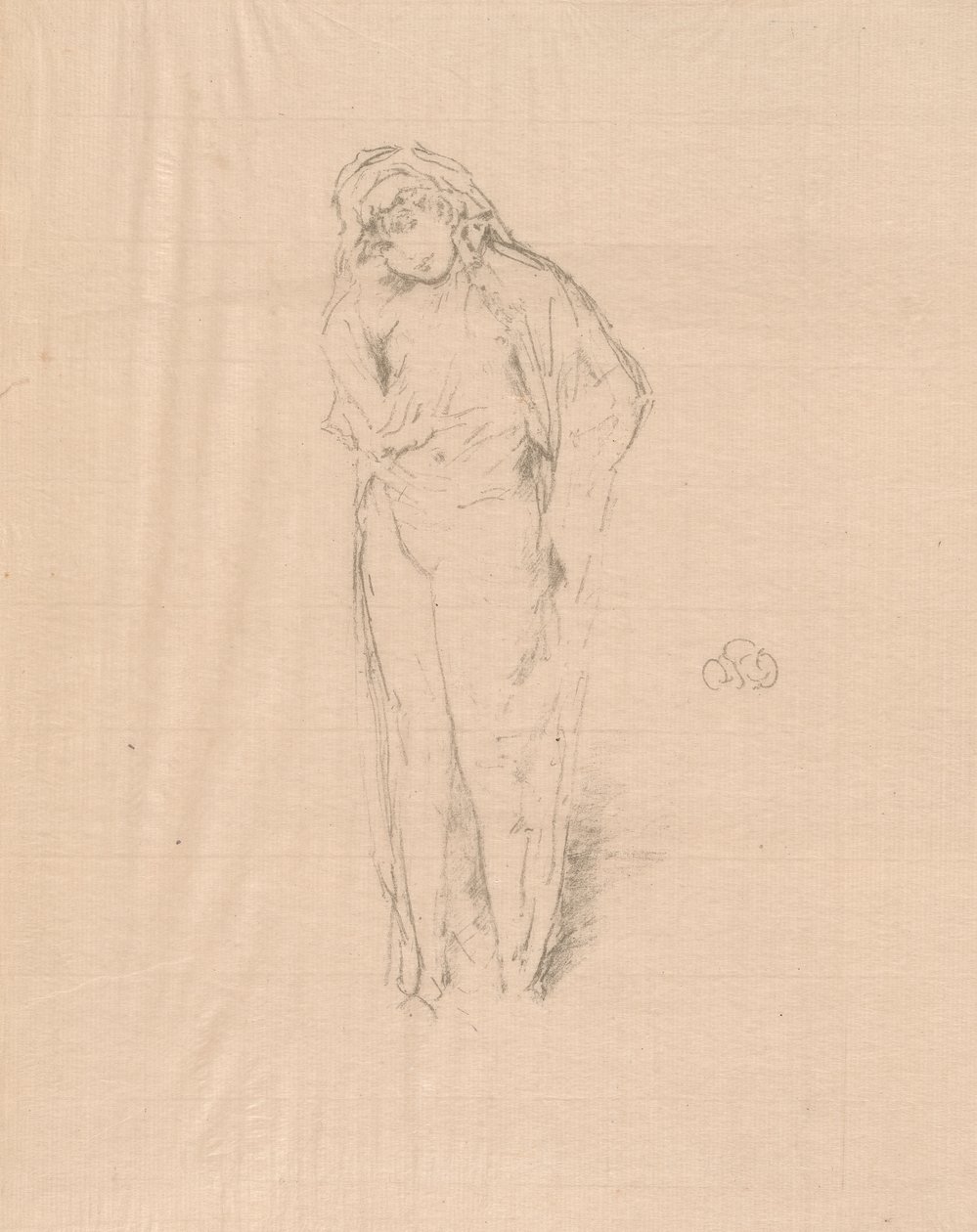 Drapált ábra, álló alkotó: James Abbott McNeill Whistler