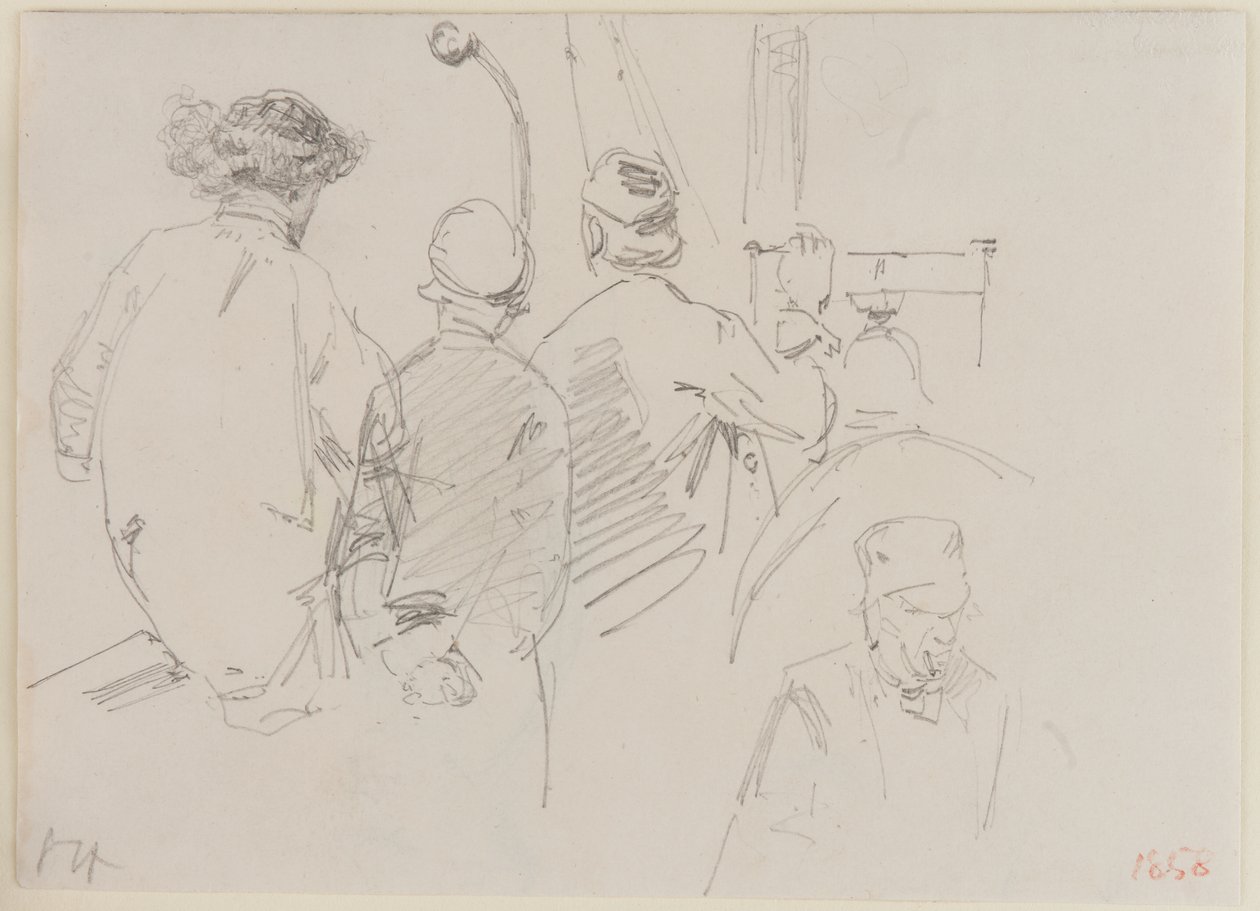 Négy férfi egy hajó fedélzetén alkotó: James Abbott McNeill Whistler