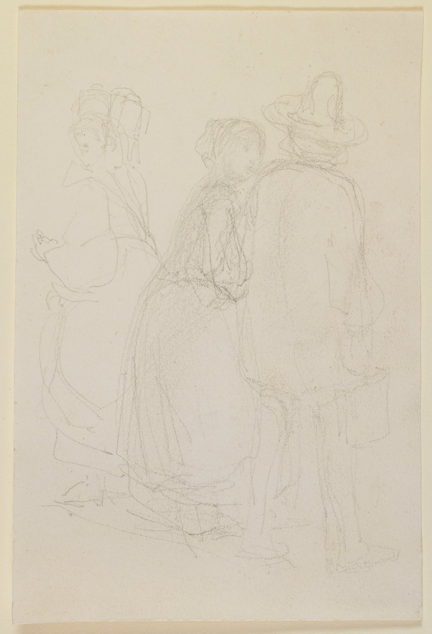 Három álló alakból álló csoport alkotó: James Abbott McNeill Whistler