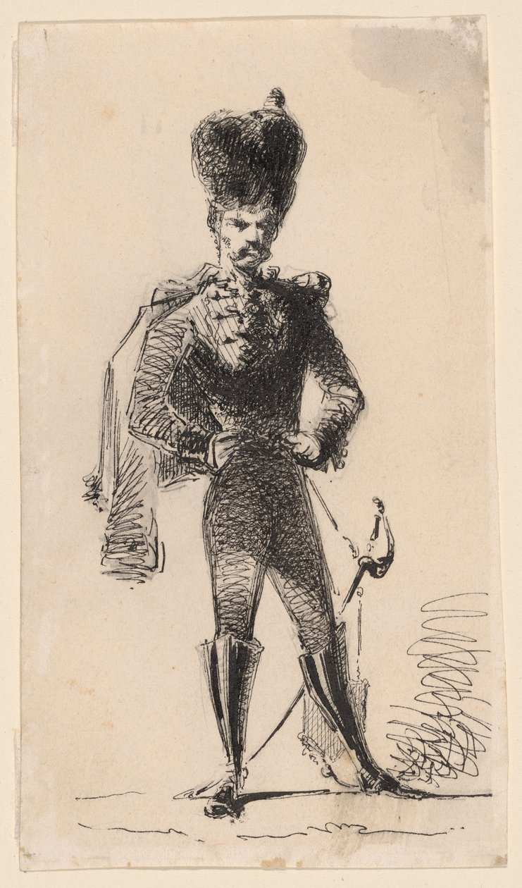 Huszár (recto) Férfi cilinderrel és bekötözött fejjel (fordítva) alkotó: James Abbott McNeill Whistler