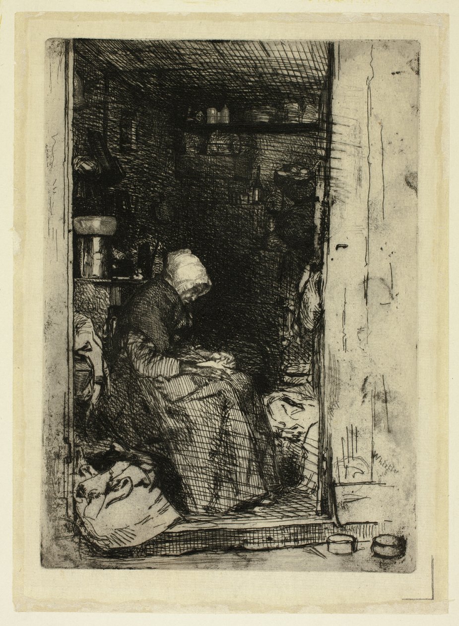 La Vieille aux Loques (Az öregasszony rongyokkal) alkotó: James Abbott McNeill Whistler