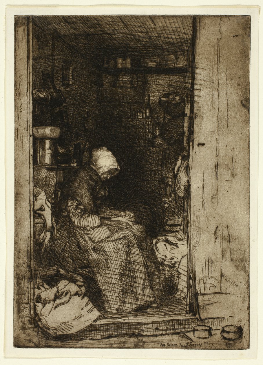 La Vieille aux Loques (Az öregasszony rongyokkal) alkotó: James Abbott McNeill Whistler