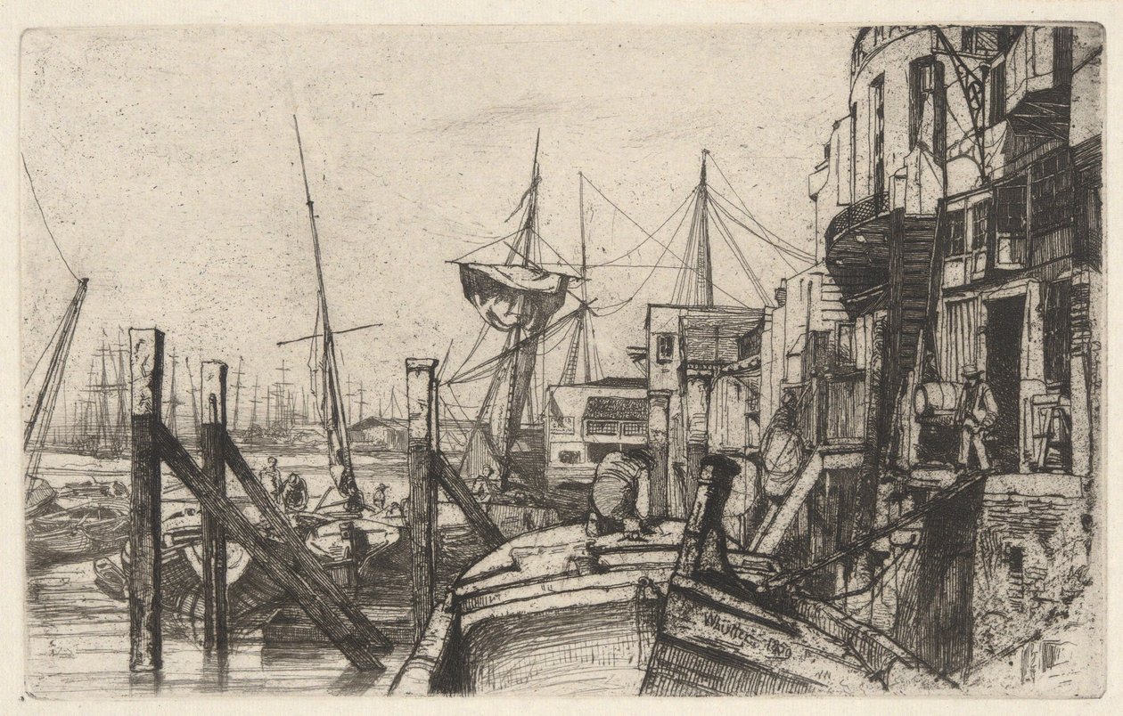 Limehouse, a „Thames Set” című sorozatból (Tizenhat rézkarc a Temze-parti jelenetekről és egyéb témákról) alkotó: James McNeill Whistler