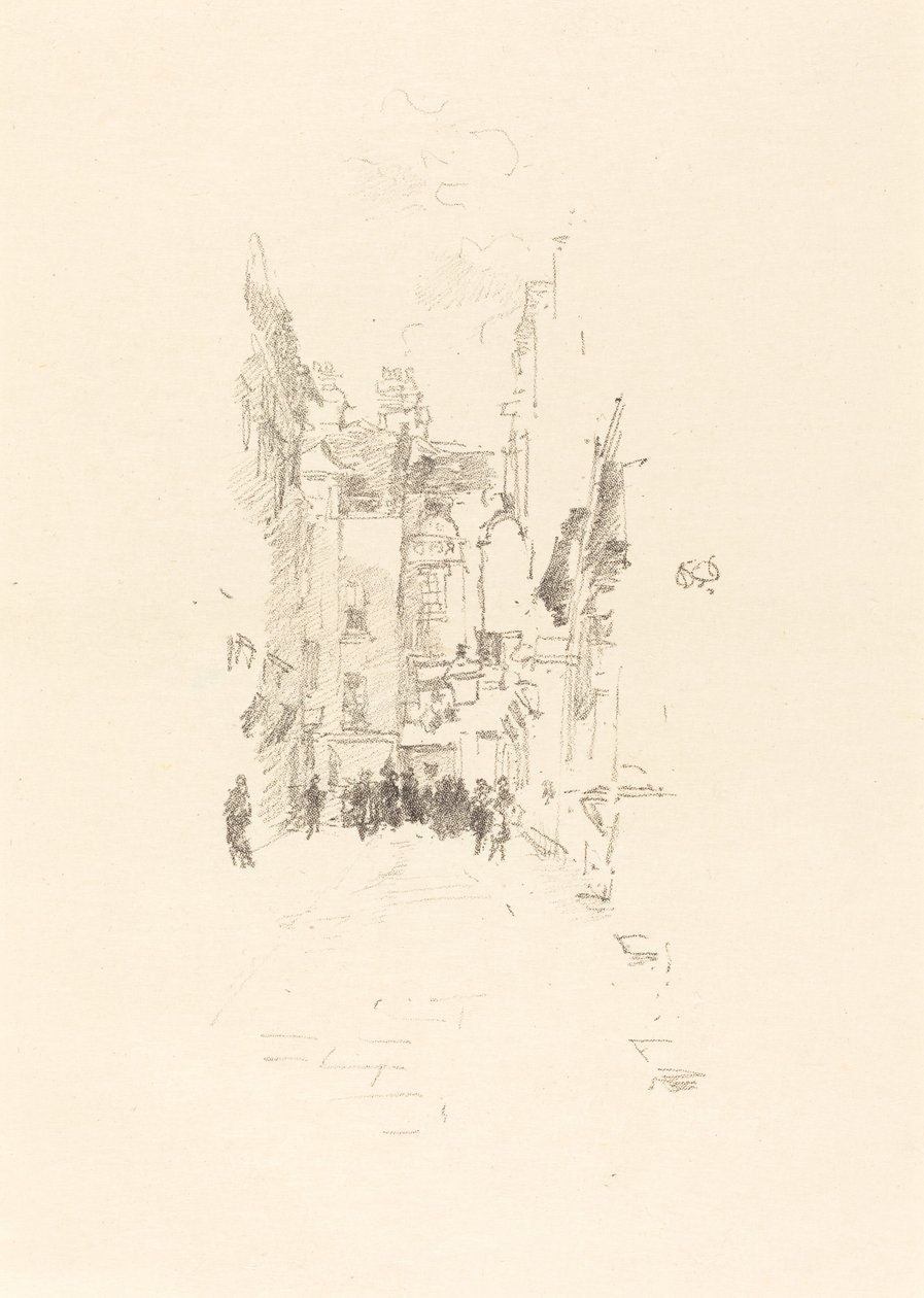 Kis udvar, posztóvásár alkotó: James Abbott McNeill Whistler
