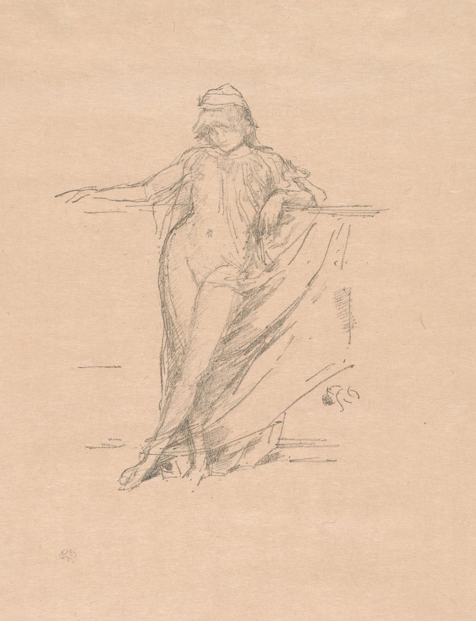 Kis drapériás figura, ferde alkotó: James Abbott McNeill Whistler