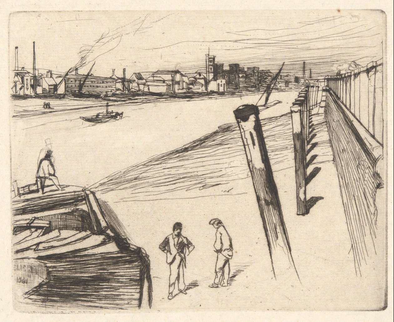 Millbank, a Temze díszletéből (Tizenhat rézkarc sorozat a Temzéről és más témákról) alkotó: James Abbott McNeill Whistler
