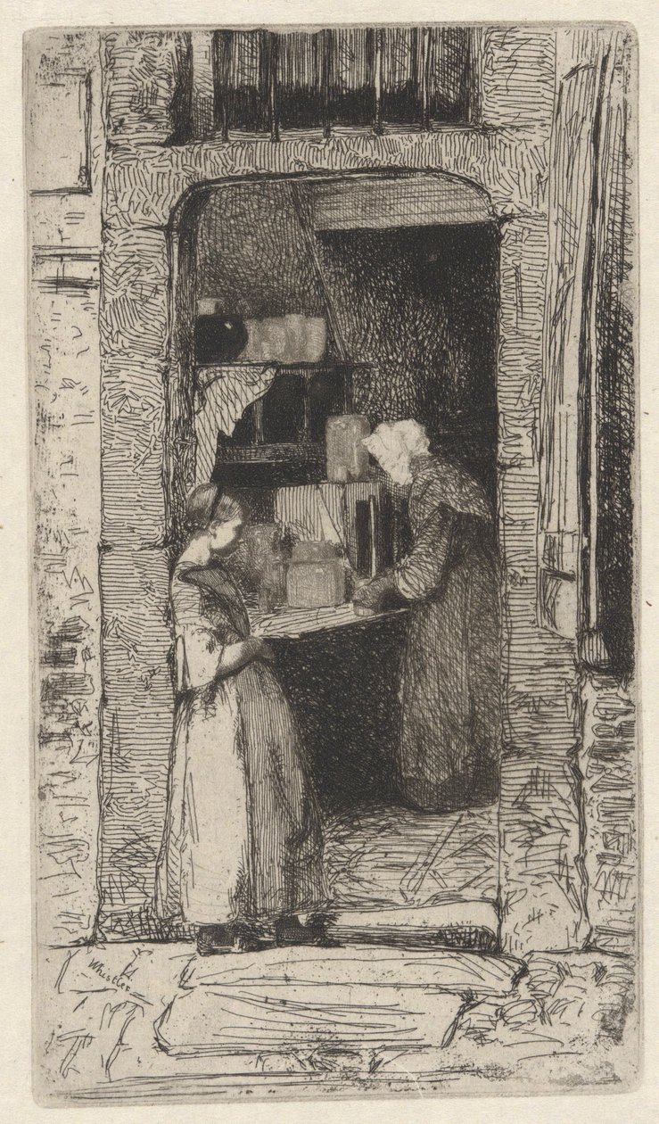 Mustárasszony, a természetből származó tizenkét rézkarc egyike alkotó: James Abbott McNeill Whistler