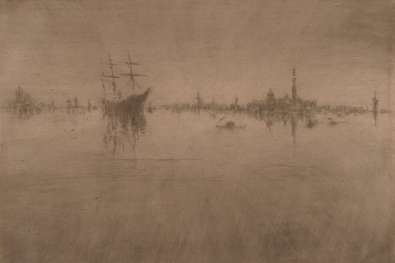 Nocturne, Velencéből, tizenkét rézkarc sorozat (az "első velencei készlet") alkotó: James Abbott McNeill Whistler