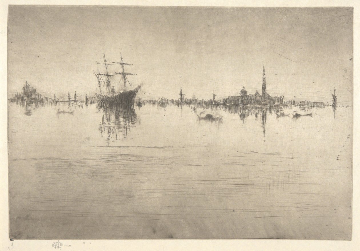 Nocturne, az Első velencei sorozatból (Velence, tizenkét rézkarcból álló sorozat) alkotó: James McNeill Whistler