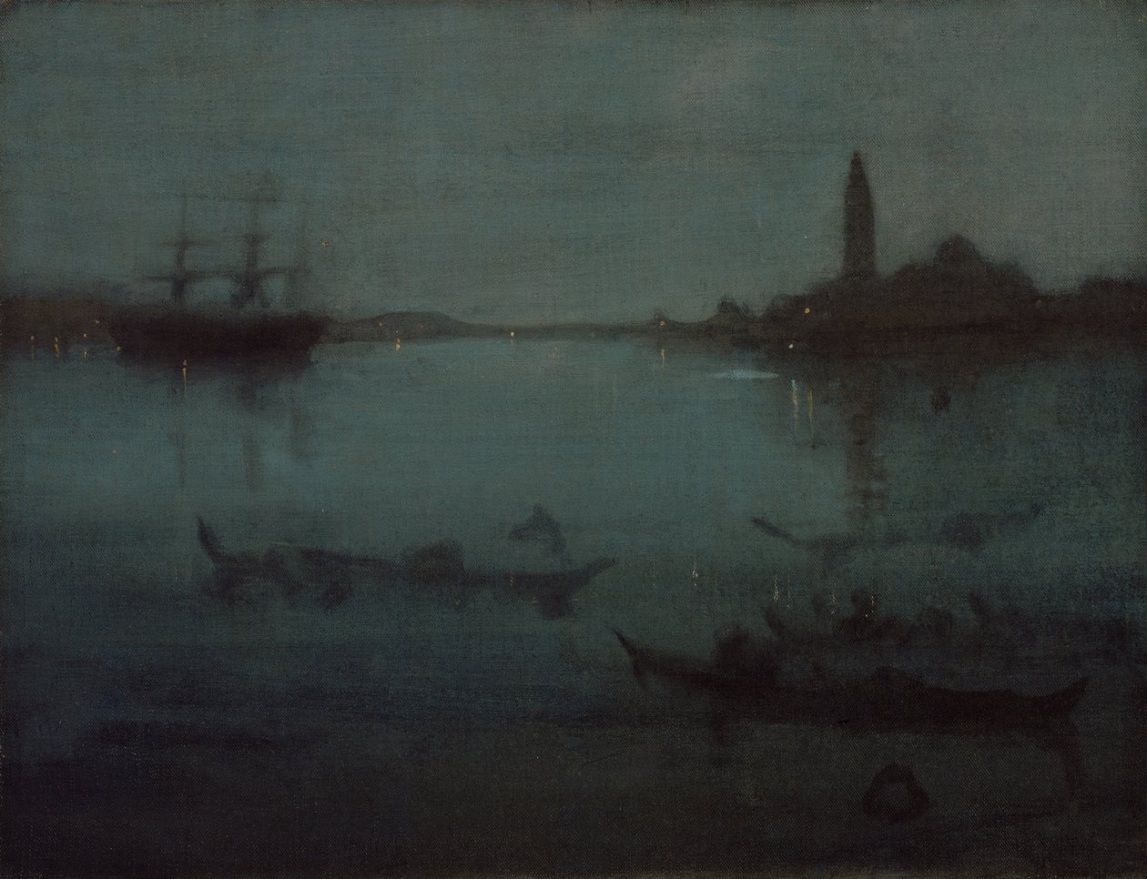 Nocturne kékben és ezüstben: a lagúna, Velence alkotó: James McNeill Whistler