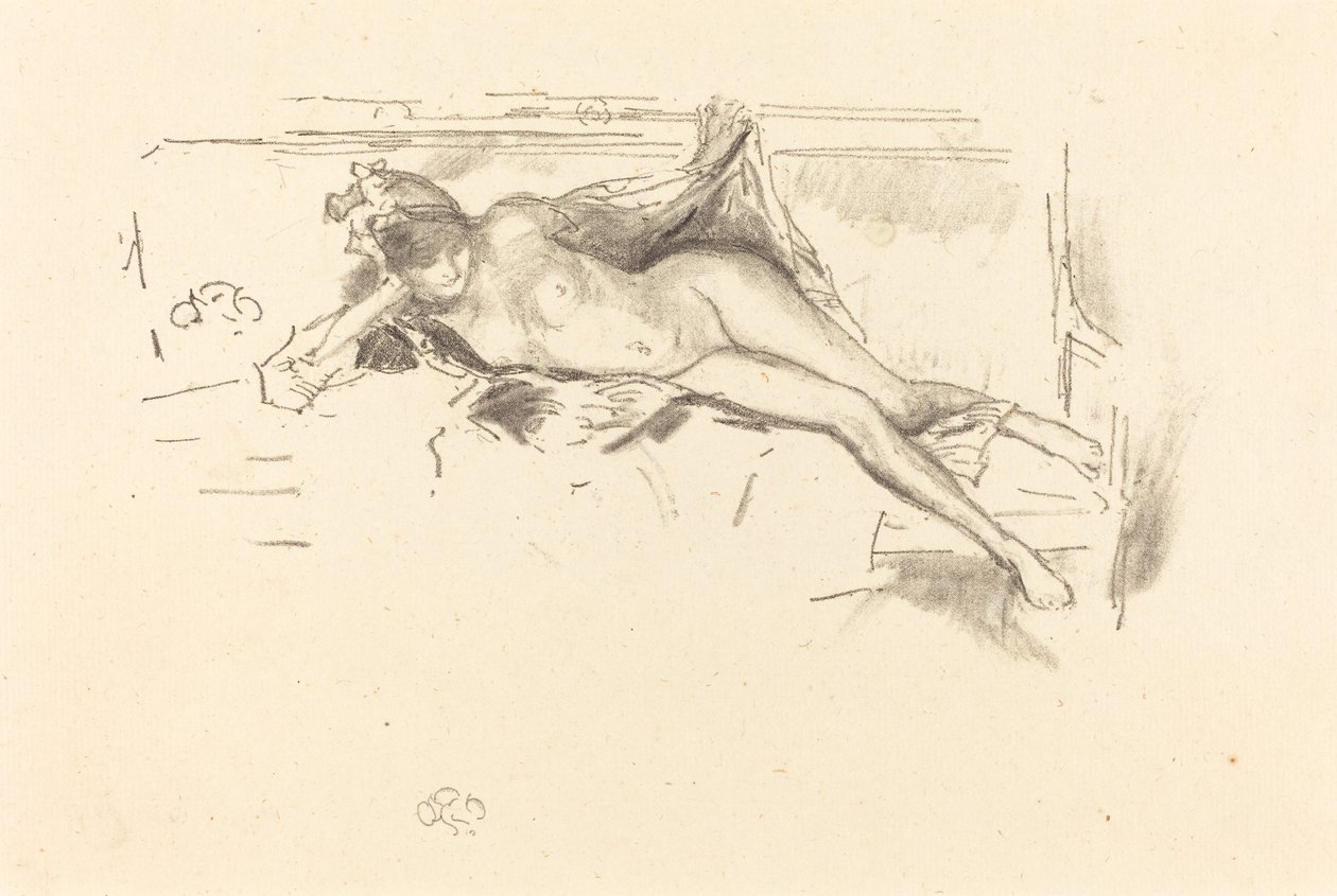 Akt modell, fekvő alkotó: James Abbott McNeill Whistler
