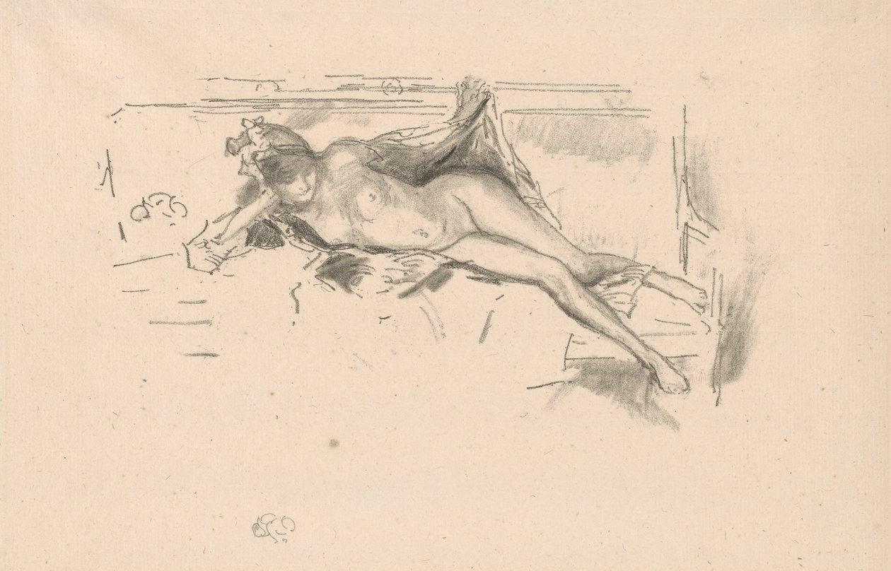 Akt modell, fekvő alkotó: James Abbott McNeill Whistler