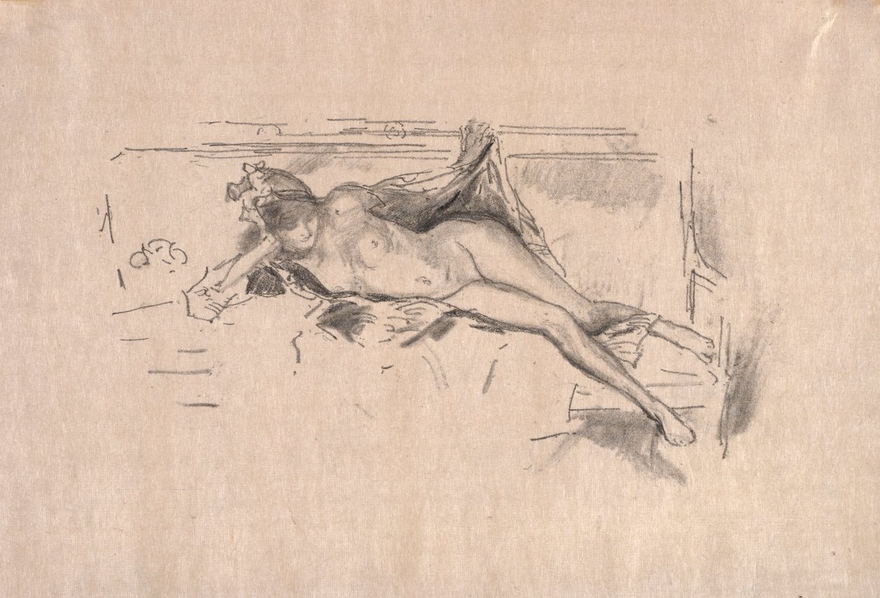 Meztelen modell fekvő alkotó: James McNeill Whistler