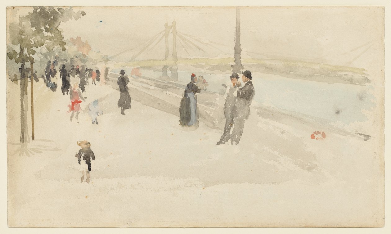 Rózsaszín és ezüst - Chelsea, a rakpart alkotó: James McNeill Whistler