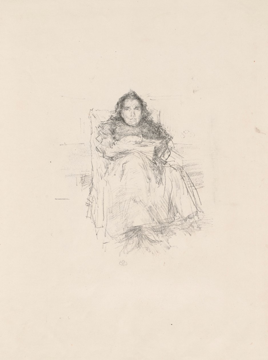 Portrétanulmány: Mrs. Philip, No. 3 (recto) Portrétanulmány: Geneviève Mallarmé (verso) alkotó: James McNeill Whistler