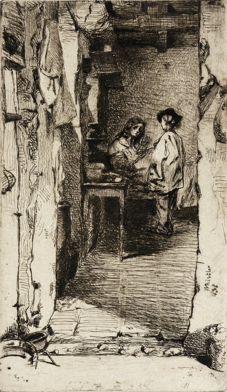 Rag Pickers, Mouffetard negyed, Párizs alkotó: James McNeill Whistler