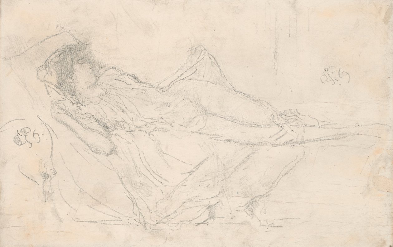 Fekvő drapírozott figura alkotó: James McNeill Whistler