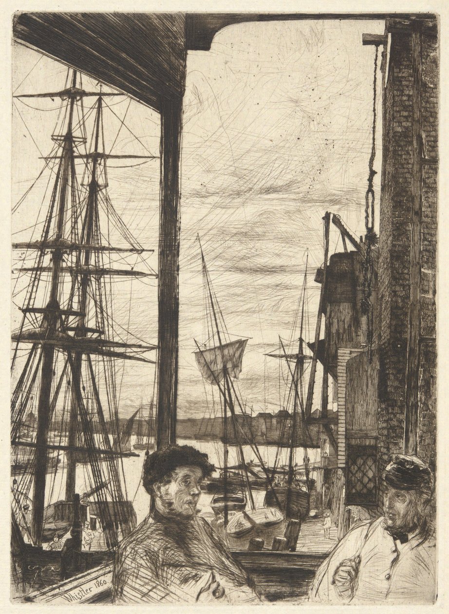 Rotherhithe (Wapping), a „Thames Set” című sorozatból (Tizenhat rézkarc a Temze-parti jelenetekről és egyéb témákról) alkotó: James McNeill Whistler