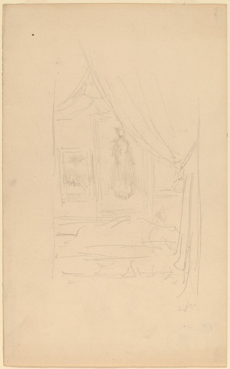 Vázlat Mrs. Godwin portréjáról, amikor a Brit Művészek Társaságánál függesztették fel alkotó: James Abbott McNeill Whistler