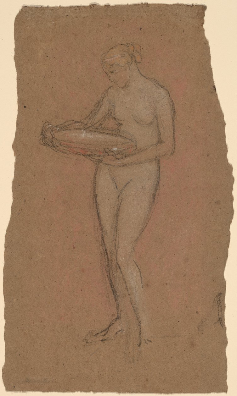 Álló, tálat tartó női akt [rekto] alkotó: James Abbott McNeill Whistler