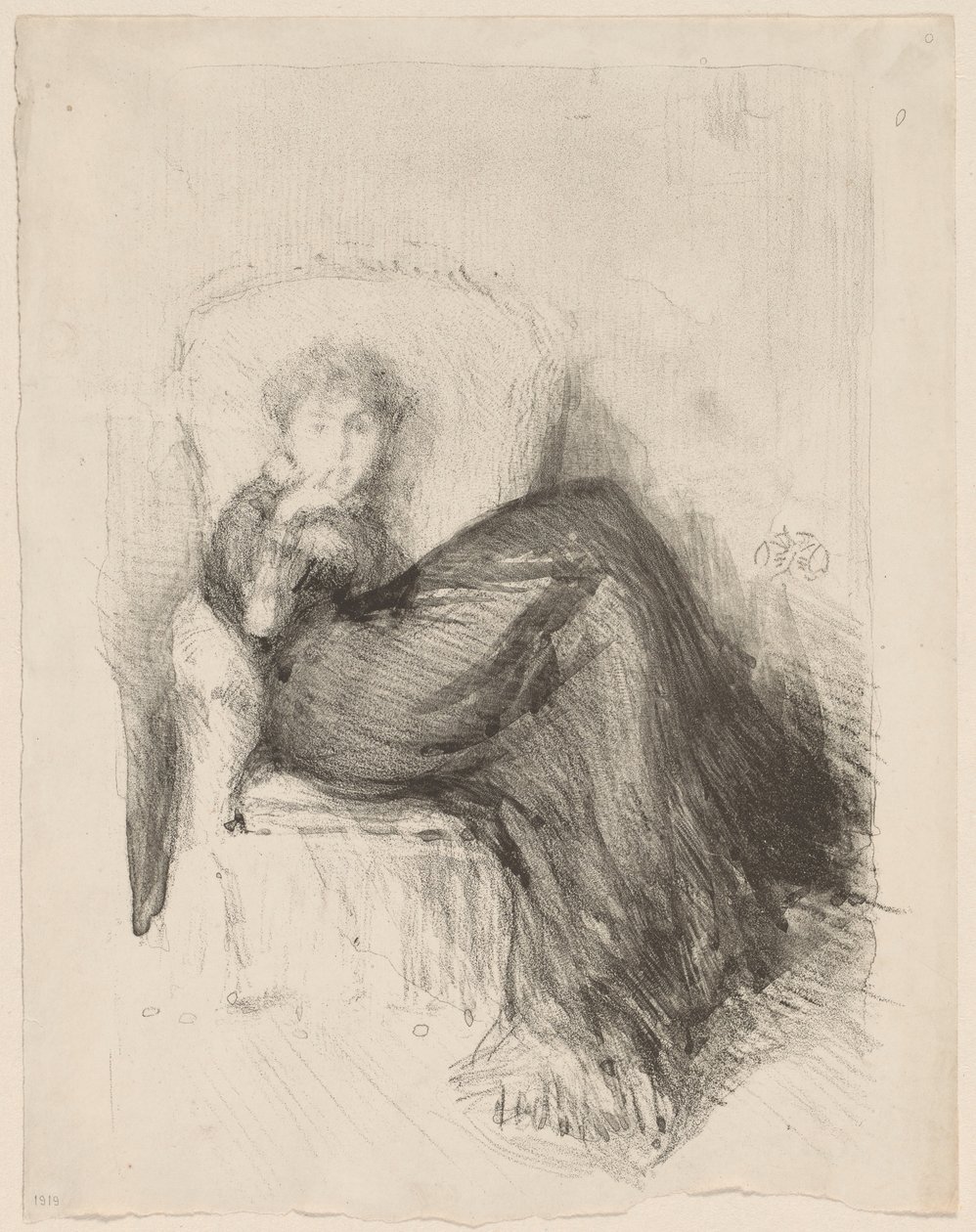 Tanulmány: Maud ülő helyzetben alkotó: James McNeill Whistler