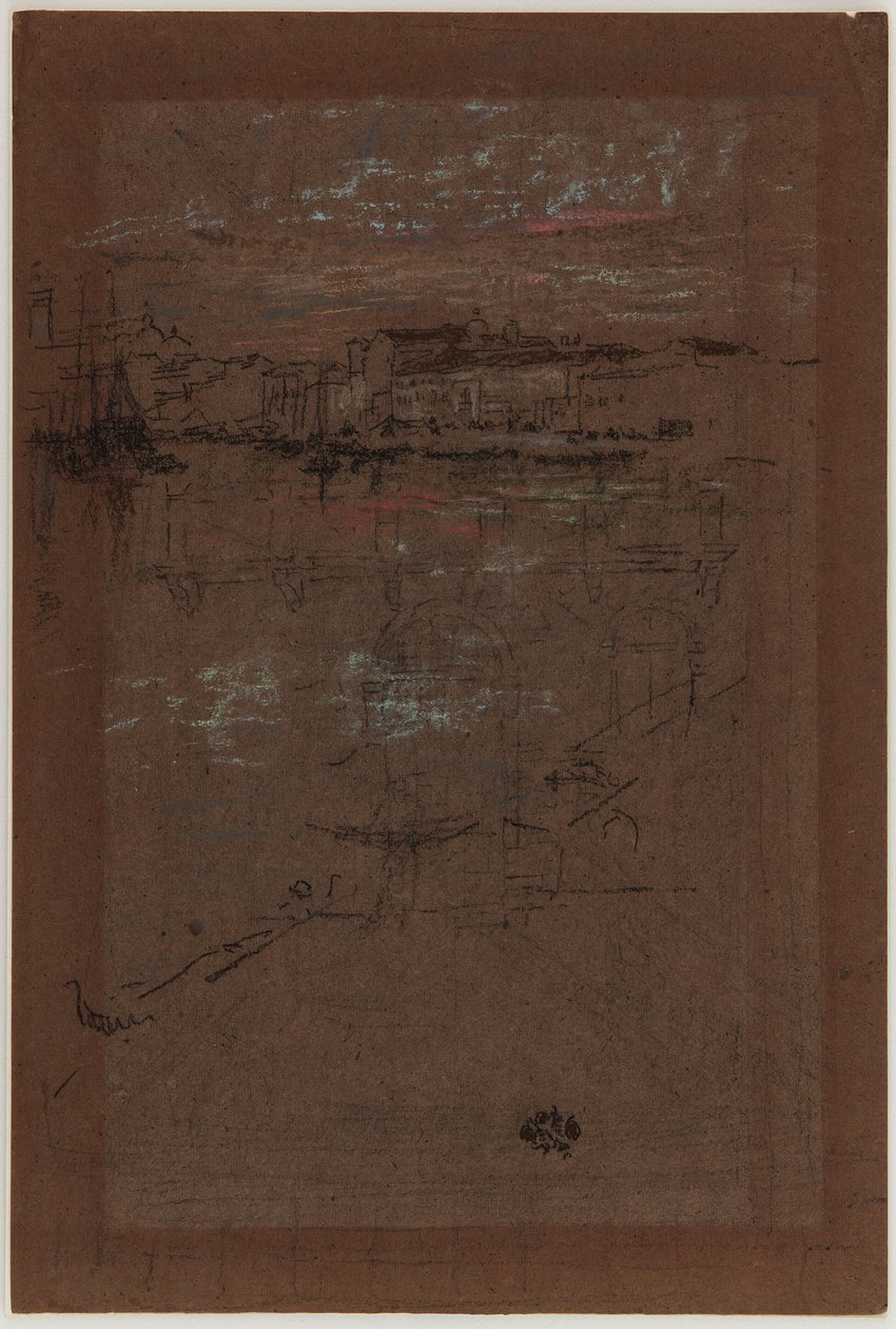 Naplemente, piros és barna színben alkotó: James Abbott McNeill Whistler