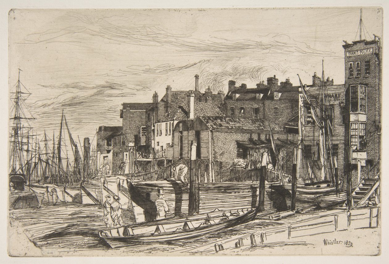 Temzei rendőrség, Wapping Wharf alkotó: James McNeill Whistler