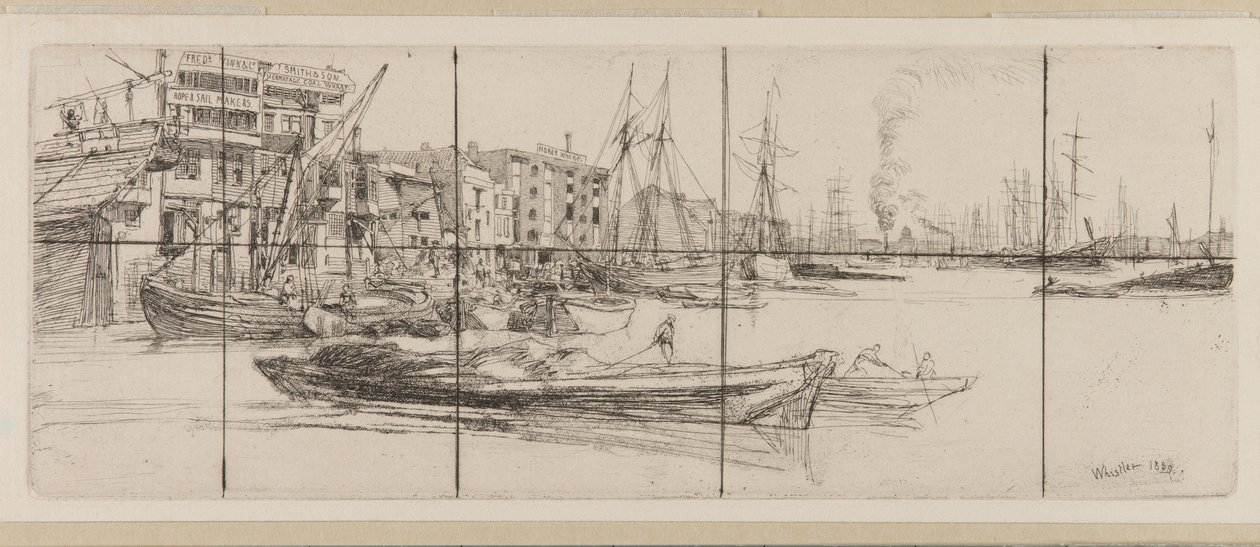 Temze raktárak alkotó: James Abbott McNeill Whistler