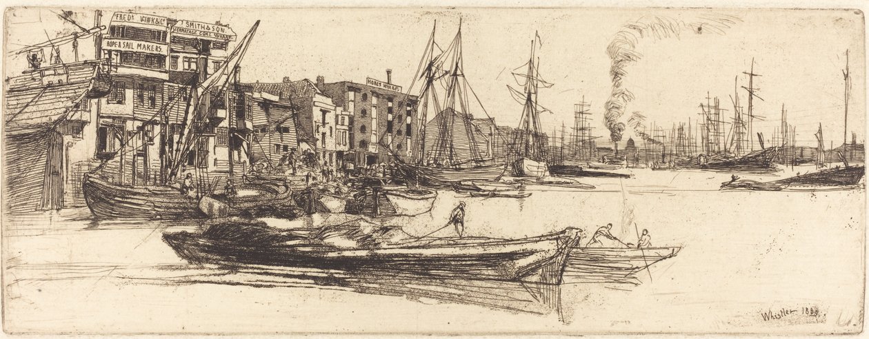 Temze raktárak alkotó: James Abbott McNeill Whistler