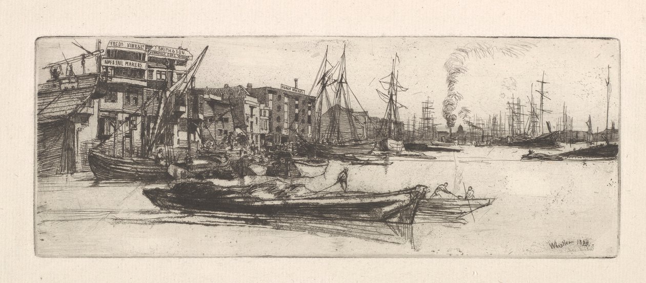 Temze raktárak alkotó: James Abbott McNeill Whistler