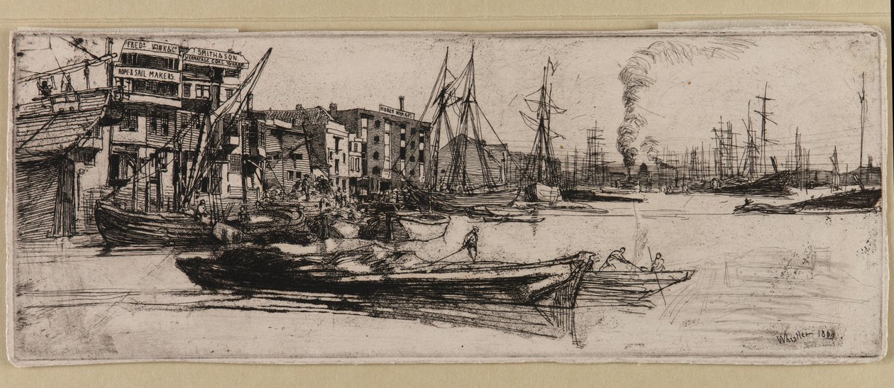 Temze raktárak alkotó: James Abbott McNeill Whistler