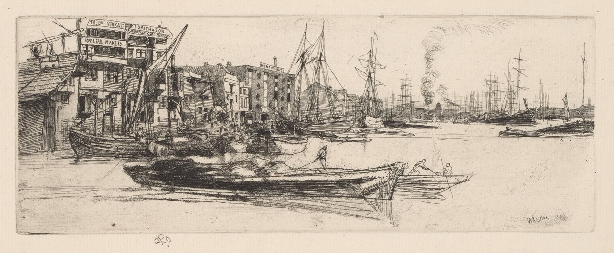 Temze raktárak alkotó: James Abbott McNeill Whistler
